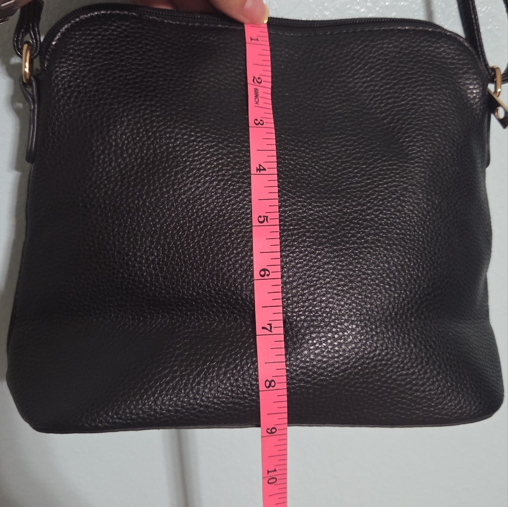 Rebecca & Rifka Black Faux Leather Crossbody Bag with Gold Accents - Picture 8 of 8